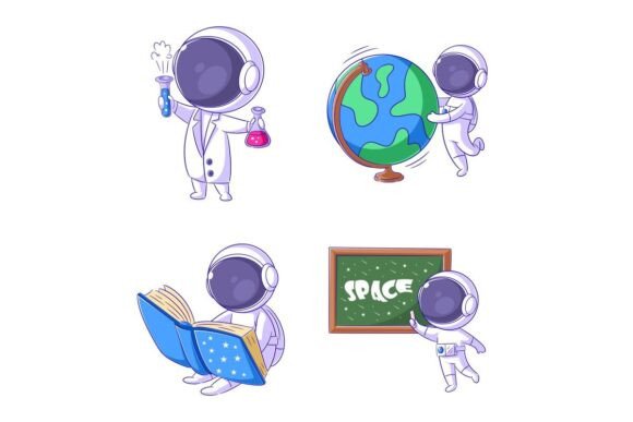 Cute Astronaut Studying, Cartoon Style: Strategic Applications for Branding, Learning, and Communication