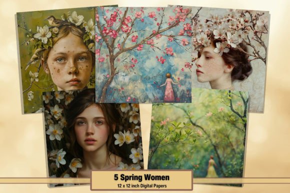 Exploring the Spring Floral Woman Digital Paper Pack 2 for Creative Projects