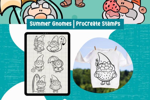 Summer Gnomes Procreate Stamps: Whimsical Design for Brands