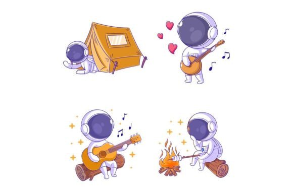 The Irresistible Charm of Cute Astronaut Camping, Cartoon Style