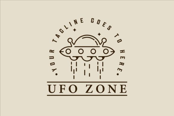 Ufo Space Ship Logo Line Art Vector